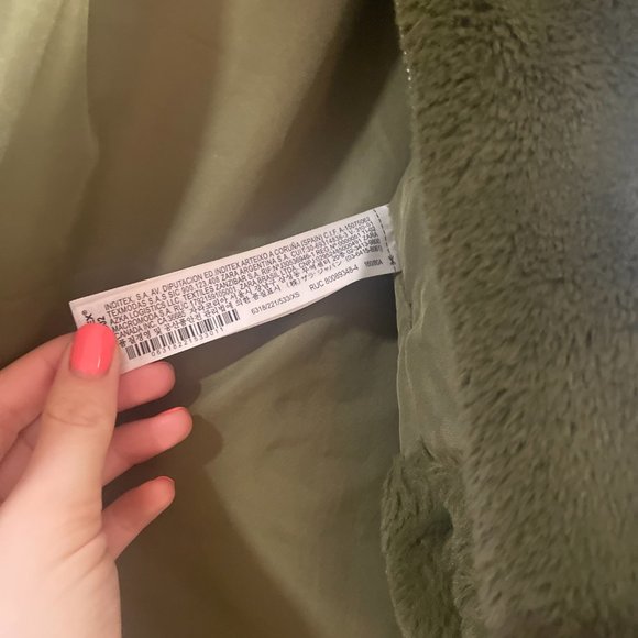 Zara FAUX FUR JACKET-MID KHAKI/green/olive - XS - Picture 5 of 8